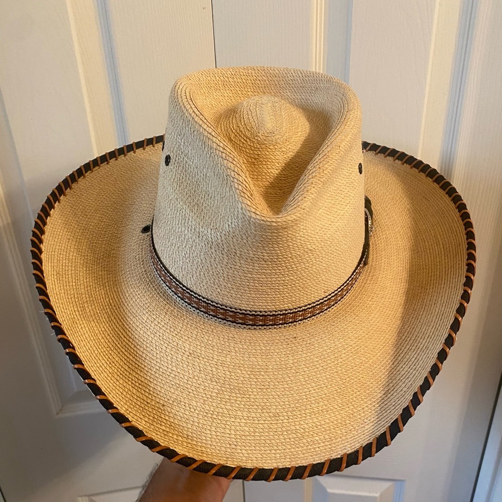 Sunbody bound edge straw hat size 6 7/8